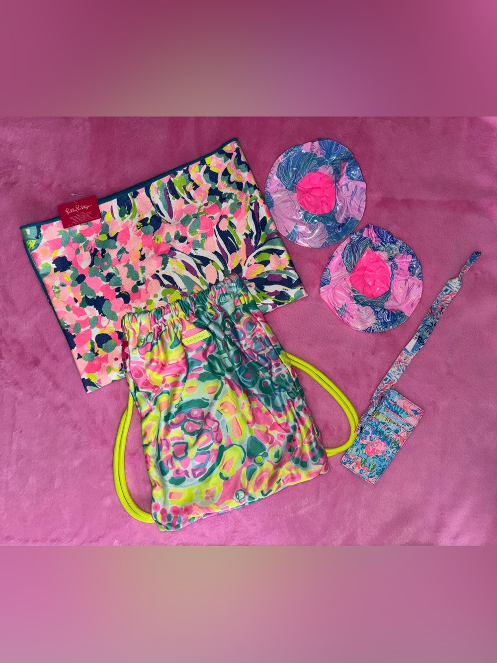 Lilly Pulitzer Tropical Neon Pink Multi-Color Accessory Set